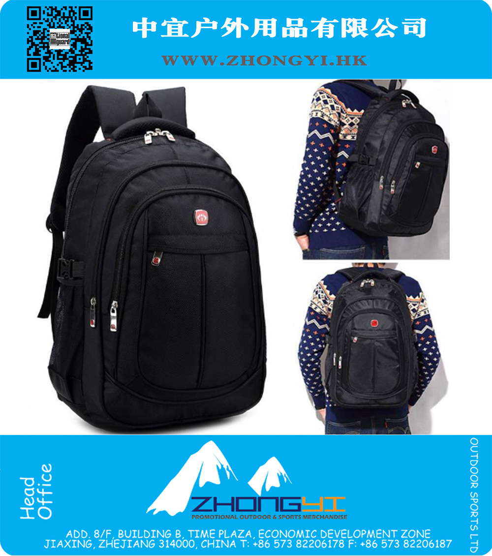 Sacola de computador portátil de 15 polegadas Sacola preta tátil para homens em viagem de negócios Mochila da escola adolescente Daypack