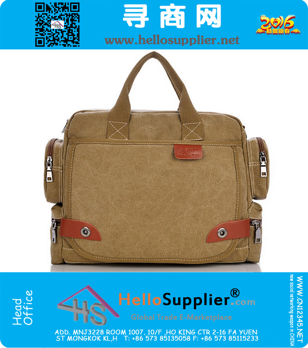 Hoge kwaliteit mode canvas handtassen klassieke geruite casual man canvas handtassen mannen canvas messenger bags een schouder militaire