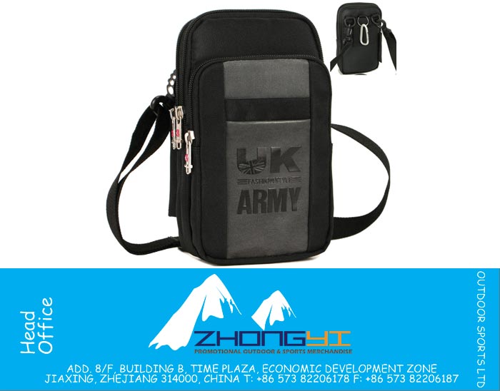 Tattico militare nero da uomo Marsupio da viaggio militare Borsa da viaggio militare Custodia per cellulare da 7 pollici Custodia casual per bambina