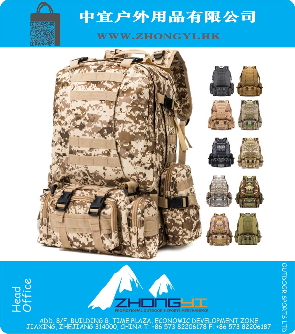 Mochila multifuncional de camuflaje táctico ir bolsa alpinismo al aire libre Senderismo bug out bolsa Molle Bag