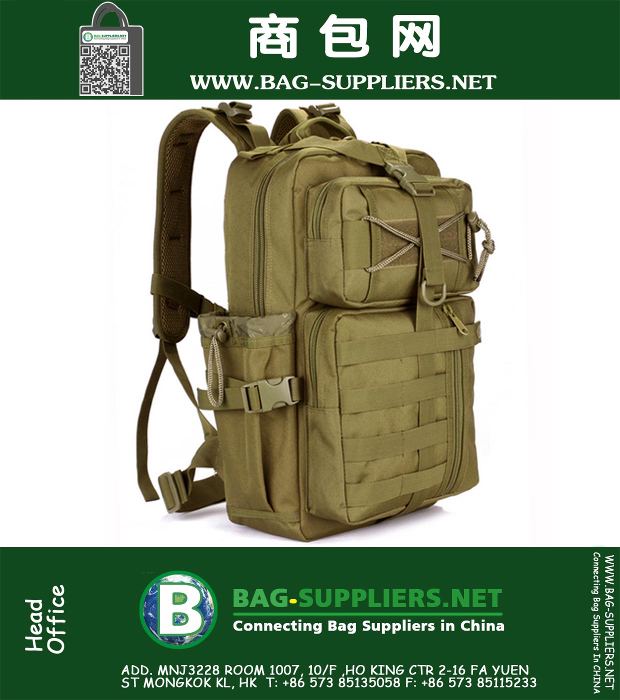 Mochila de assalto tático militar ao ar livre Molle System 3 dias Life Saver Bug Out Bag