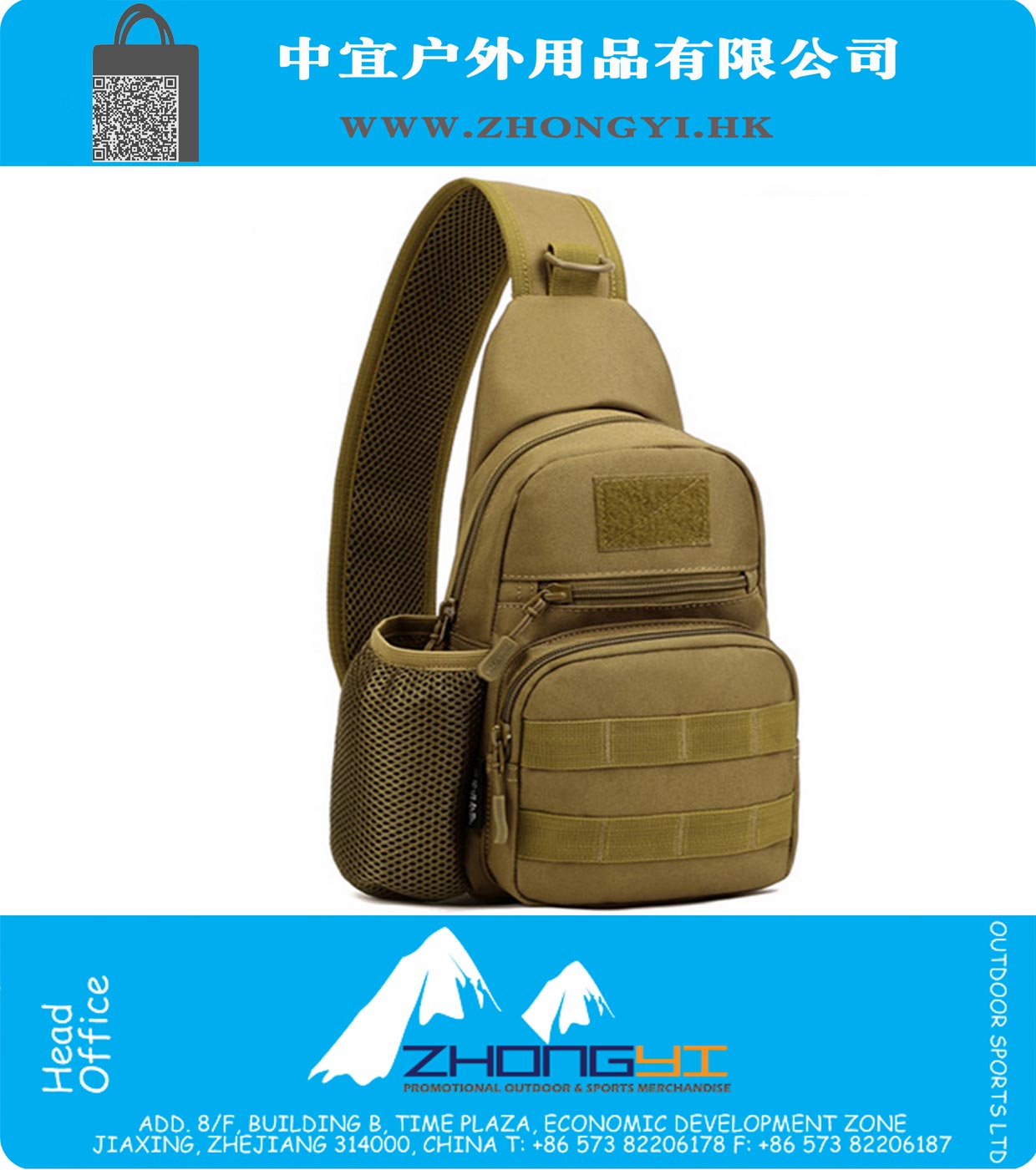 Sling Chest Backpack Men Tactical One Single Tactical Bag Uomo Borse da bicicletta impermeabili con borsa della bottiglia