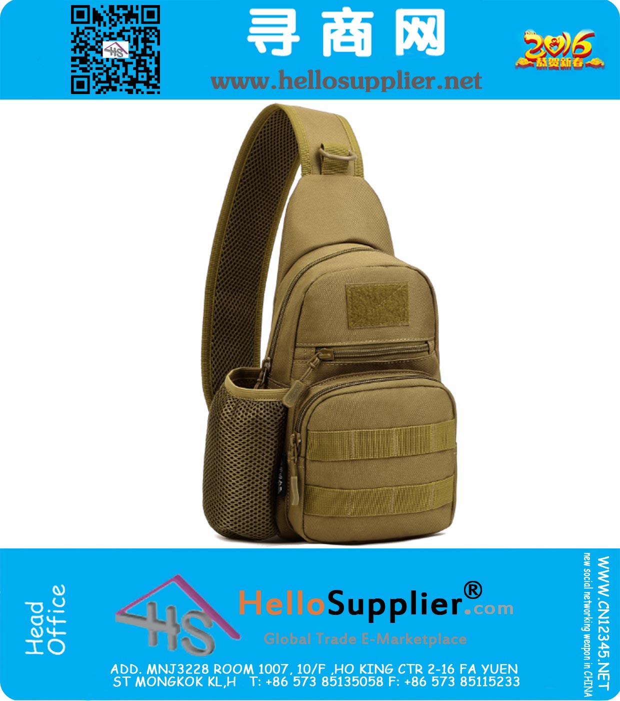 Sistema MOLLE unisex Ultra-ligero Heavy Duty Single Shoulder Bag Sling Messenger Bag, School Hunting Stealth Pack