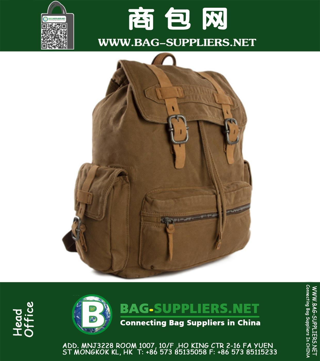 Canvas militare d'epoca con zaino in pelle Borsa da viaggio Sport all'aria aperta Scuola di escursioni Zaino in tela di canapa
