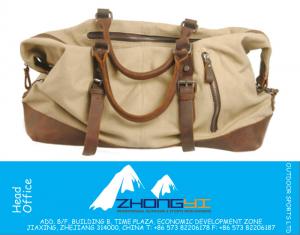 Vintage Men's Travel Bags Sport Equipaje Duffle Bag Tote Canvas & Genuine Crazy Horse Leather Bolsa De Viaje Bolsas Bolsa De Viaje