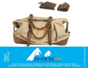 Vintage Men's Travel Bags Sport Equipaje Duffle Bag Tote Canvas & Genuine Crazy Horse Leather Bolsa De Viaje Bolsas Bolsa De Viaje