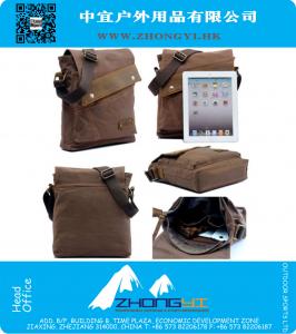 Mode Heren Vintage Canvas Lederen Messenger Militaire Schouder School Boekentas Satchel