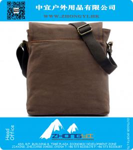 Mode Heren Vintage Canvas Lederen Messenger Militaire Schouder School Boekentas Satchel