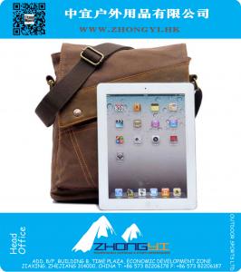 Mode Heren Vintage Canvas Lederen Messenger Militaire Schouder School Boekentas Satchel