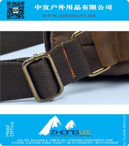 Mode Heren Vintage Canvas Lederen Messenger Militaire Schouder School Boekentas Satchel