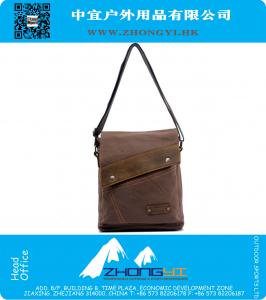 Mode Heren Vintage Canvas Lederen Messenger Militaire Schouder School Boekentas Satchel