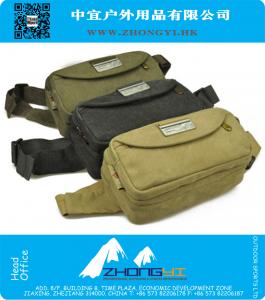 Tactisch retro klein canvas heren heuptasje met veel zakken Koreaanse stijl heuptasje voor heren sport hardlopen