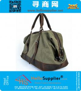 Grote capaciteit Vintage militaire lederen Canvas bagage reistassen Casual sport Duffle schoudertas draagbare handtas
