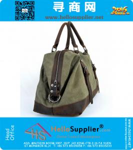 Grote capaciteit Vintage militaire lederen Canvas bagage reistassen Casual sport Duffle schoudertas draagbare handtas