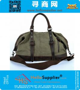 Grote capaciteit Vintage militaire lederen Canvas bagage reistassen Casual sport Duffle schoudertas draagbare handtas
