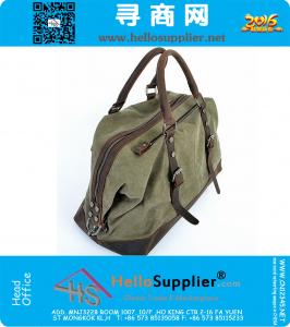Grote capaciteit Vintage militaire lederen Canvas bagage reistassen Casual sport Duffle schoudertas draagbare handtas