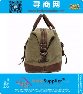 Grote capaciteit Vintage militaire lederen Canvas bagage reistassen Casual sport Duffle schoudertas draagbare handtas