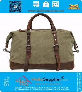 Grote capaciteit Vintage militaire lederen Canvas bagage reistassen Casual sport Duffle schoudertas draagbare handtas