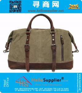Grote capaciteit Vintage militaire lederen Canvas bagage reistassen Casual sport Duffle schoudertas draagbare handtas