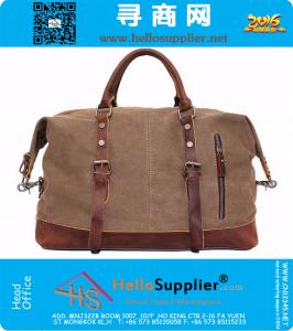 Grote capaciteit Vintage militaire lederen Canvas bagage reistassen Casual sport Duffle schoudertas draagbare handtas