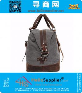 Grote capaciteit Vintage militaire lederen Canvas bagage reistassen Casual sport Duffle schoudertas draagbare handtas