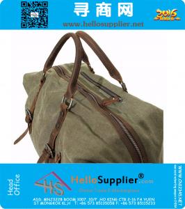 Grote capaciteit Vintage militaire lederen Canvas bagage reistassen Casual sport Duffle schoudertas draagbare handtas