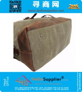 Grote capaciteit Vintage militaire lederen Canvas bagage reistassen Casual sport Duffle schoudertas draagbare handtas