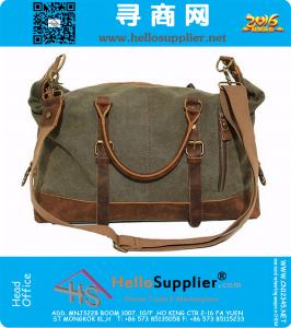 Grote capaciteit Vintage militaire lederen Canvas bagage reistassen Casual sport Duffle schoudertas draagbare handtas