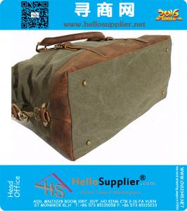 Grote capaciteit Vintage militaire lederen Canvas bagage reistassen Casual sport Duffle schoudertas draagbare handtas