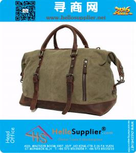 Grote capaciteit Vintage militaire lederen Canvas bagage reistassen Casual sport Duffle schoudertas draagbare handtas