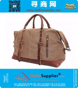 Grote capaciteit Vintage militaire lederen Canvas bagage reistassen Casual sport Duffle schoudertas draagbare handtas