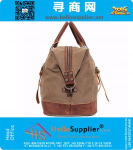 Grote capaciteit Vintage militaire lederen Canvas bagage reistassen Casual sport Duffle schoudertas draagbare handtas