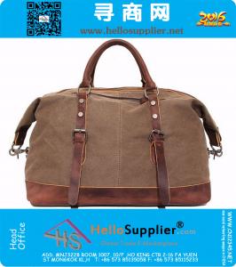 Grote capaciteit Vintage militaire lederen Canvas bagage reistassen Casual sport Duffle schoudertas draagbare handtas