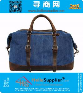 Grote capaciteit Vintage militaire lederen Canvas bagage reistassen Casual sport Duffle schoudertas draagbare handtas