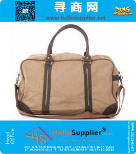 Vintage militaire Canvas lederen heren reistassen Grote mannen weekend bagage en tassen fitnessruimte sport- en vrijetijdstas Reusachtige plunjezakken tote tas