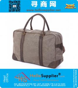 Vintage militaire Canvas lederen heren reistassen Grote mannen weekend bagage en tassen fitnessruimte sport- en vrijetijdstas Reusachtige plunjezakken tote tas