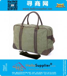 Vintage militaire Canvas lederen heren reistassen Grote mannen weekend bagage en tassen fitnessruimte sport- en vrijetijdstas Reusachtige plunjezakken tote tas