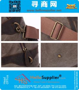 Vintage militaire Canvas lederen heren reistassen Grote mannen weekend bagage en tassen fitnessruimte sport- en vrijetijdstas Reusachtige plunjezakken tote tas