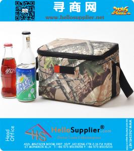 Camouflage koeltas voor mannen en kinderen outdoor camo waterdicht 6 blikjes volume warmte voedselcontainer met riemen