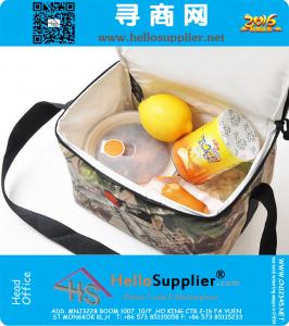 Camouflage koeltas voor mannen en kinderen outdoor camo waterdicht 6 blikjes volume warmte voedselcontainer met riemen
