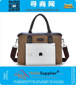 Mens Vintage Canvas lederen school schoudertas Computer laptop tas Satchel