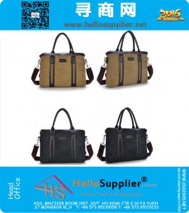 Mens Vintage Canvas lederen school schoudertas Computer laptop tas Satchel