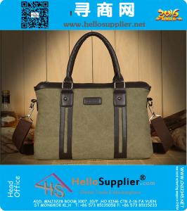 Mens Vintage Canvas lederen school schoudertas Computer laptop tas Satchel