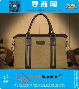 Mens Vintage Canvas lederen school schoudertas Computer laptop tas Satchel
