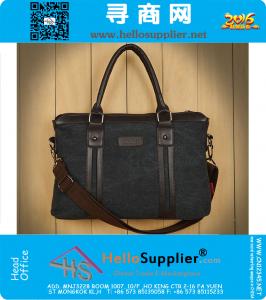 Mens Vintage Canvas lederen school schoudertas Computer laptop tas Satchel