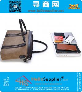 Mens Vintage Canvas lederen school schoudertas Computer laptop tas Satchel
