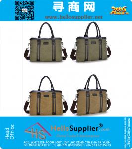 Mens Vintage Canvas lederen school schoudertas Computer laptop tas Satchel