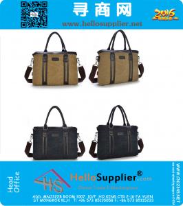 Mens Vintage Canvas lederen school schoudertas Computer laptop tas Satchel