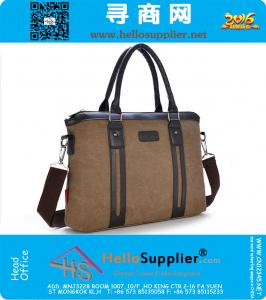 Mens Vintage Canvas lederen school schoudertas Computer laptop tas Satchel