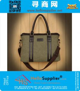 Mens Vintage Canvas lederen school schoudertas Computer laptop tas Satchel